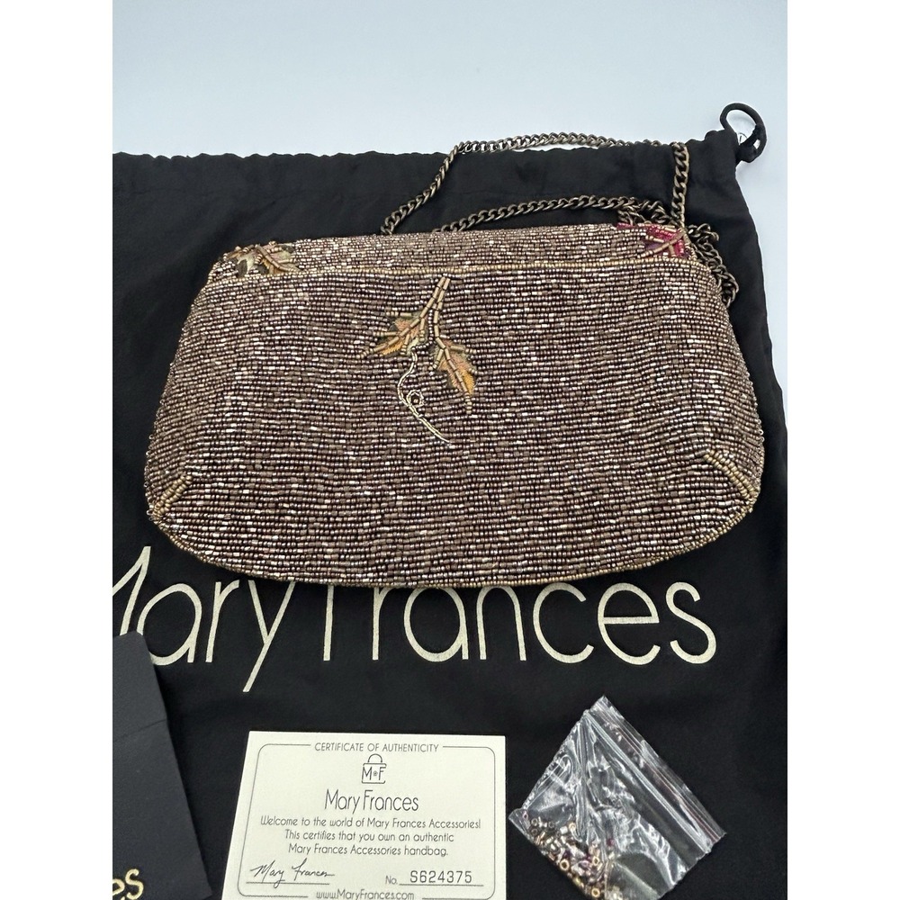 Mary Frances Beaded Wine Theme Shoulder/Crossbody Chain Strap Bag w/ Dust Bag - Picture 7 of 10